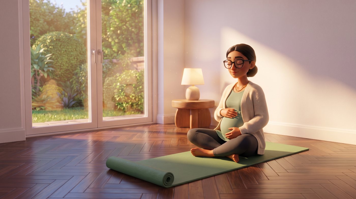 Storyboard frame: the mother alone in a third room, morning light